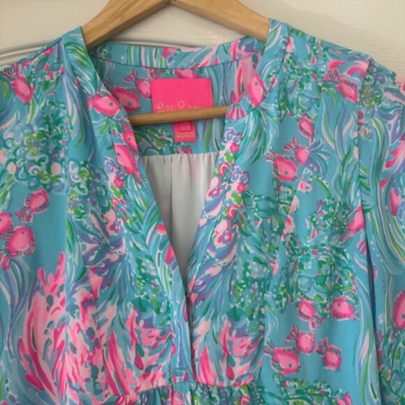 Lilly Pulitzer Gabriel Dress, Amalfi Blue Best Fishes, Size 00 - Picture 4 of 12